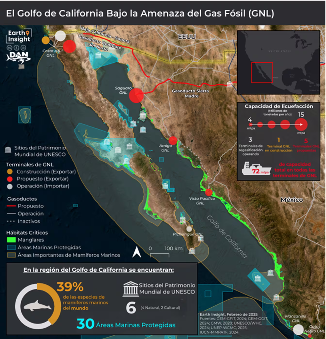 Mapa: el Golfo de California bajo la amenaza del gas fósil